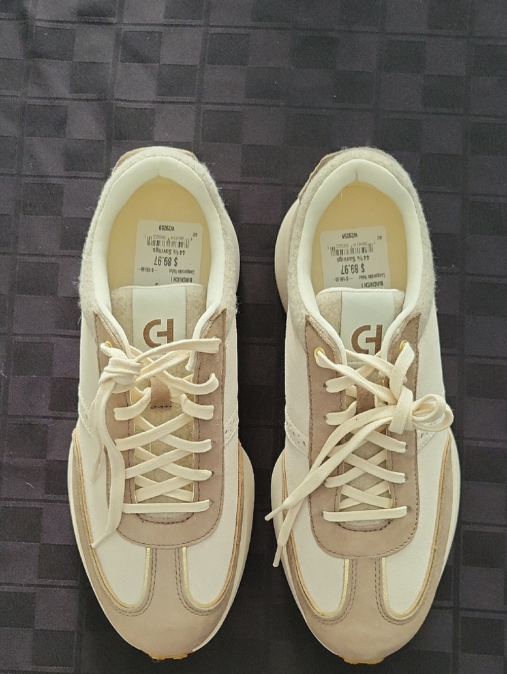 NEW Cole Haan Cream and Tan Women's Suede Sneakers